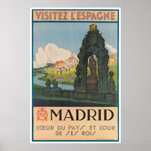 Madrid Reiseplakat Spanien Kunst Spanischer Druck Poster (Vorne)