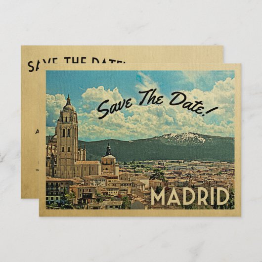 Madrid Save the Date Spanien Ankündigungspostkarte (Vorne/Hinten)