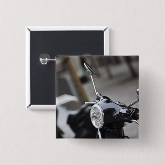 Madrid, schwarzer Vespa-Roller Button (Vorne & Hinten)