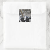 Madrid, schwarzer Vespa-Roller Quadratischer Aufkleber (Tasche)