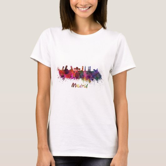 Madrid skyline im Watercolor T-Shirt (Vorderseite)