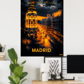Madrid Skyline - Monchrome Holzkohle Kunst - Urban Poster (Heimbüro)