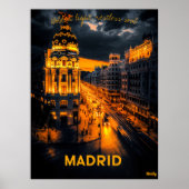 Madrid Skyline - Monchrome Holzkohle Kunst - Urban Poster (Vorne)