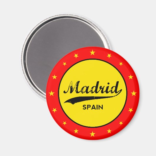 Madrid, Spain, circle, red, Magnet (Vorderseite/Rückseite)