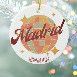 Madrid Spain Disco Ball Retro Vintag Keramik Ornament