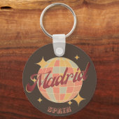 Madrid Spain Disco Ball Retro Vintag Schlüsselanhänger (Vorderseite)