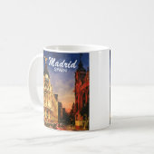 Madrid Spain Gran Via Night Watercolor Cityscape Kaffeetasse (Vorderseite Links)