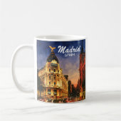 Madrid Spain Gran Via Night Watercolor Cityscape Kaffeetasse (Links)