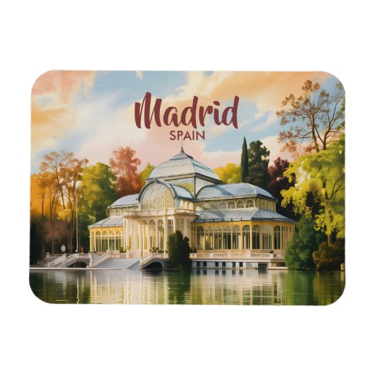 Madrid Spain Palacio de Cristal Watercolor Travel Magnet (Horizontal)
