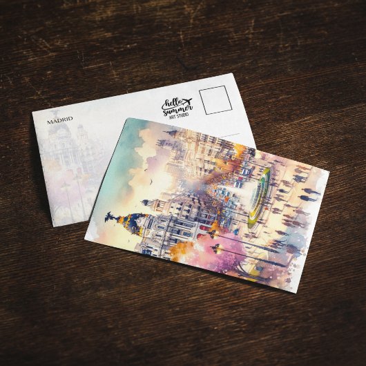 Madrid Spanien Aquarellfarben Postkarte