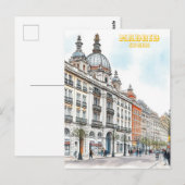 Madrid Spanien Aquarellmalerei Postkarte (Vorne/Hinten)