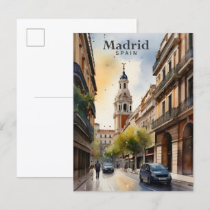 Madrid Spanien Aquarellmalerei Reise Postkarte