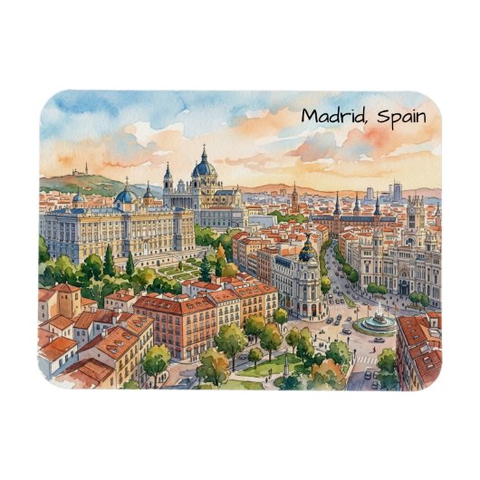 Madrid Spanien Architektur Aquarellmalerei Magnet (Horizontal)