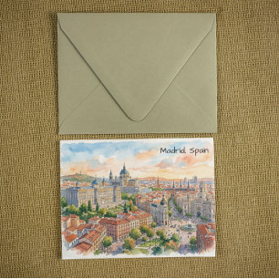 Madrid Spanien Architektur Aquarellmalerei Postkarte