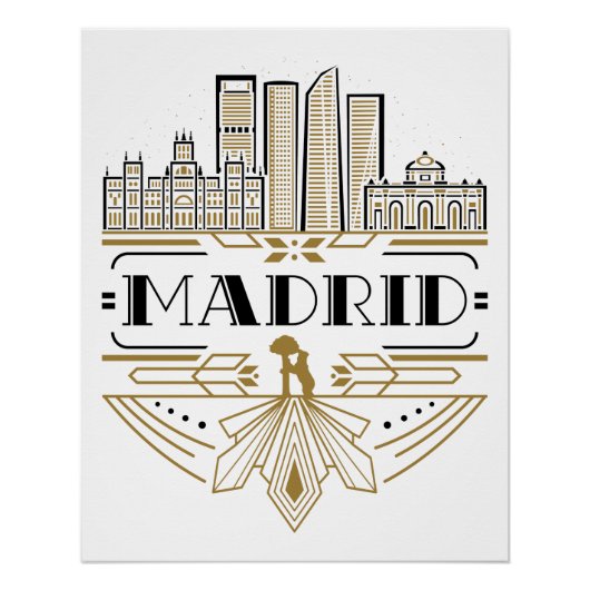 Madrid Spanien Art Deco Souvenir Ästhetik Poster (Vorderseite)