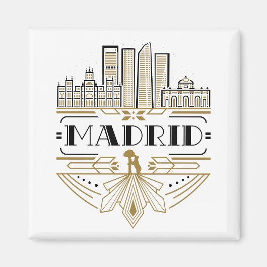 Madrid Spanien Art Deco Souvenir Magnet (Vorne)