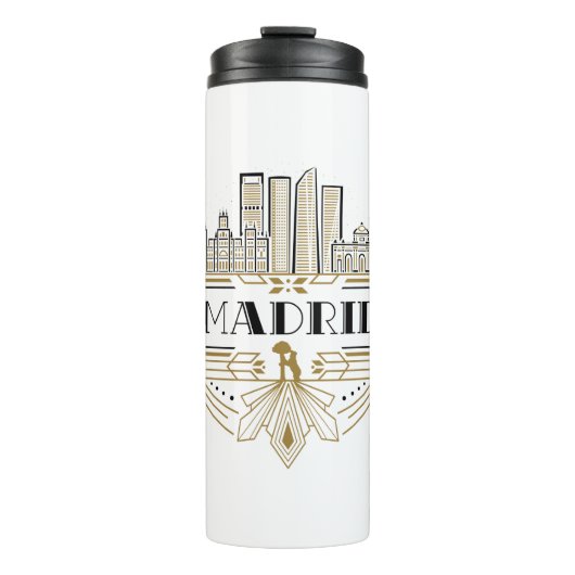 Madrid Spanien Art Deco Souvenir Thermosbecher (Vorderseite)