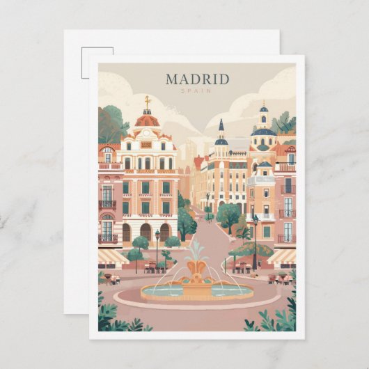 Madrid Spanien Art Vintage Reisen Illustration Postkarte (Vorne/Hinten)