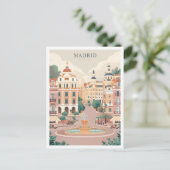 Madrid Spanien Art Vintage Reisen Illustration Postkarte (Stehend Vorderseite)