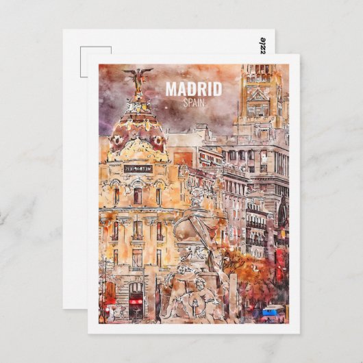 Madrid Spanien Berühmter Reisemarkt Postkarte (Vorne/Hinten)