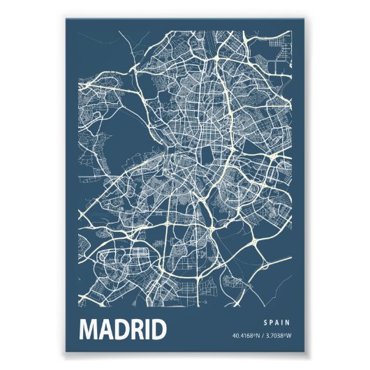 Madrid - Spanien Blueprint City Map Fotodruck (Vorne)