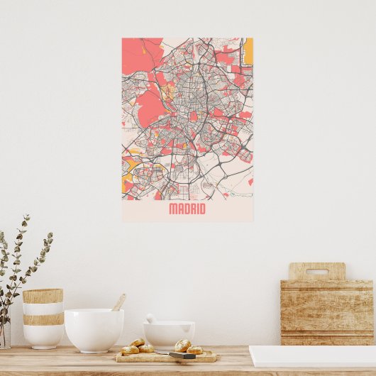 Madrid - Spanien Chalk City Map Poster (Küche)