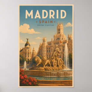 Madrid Spanien Cibeles-Brunnen Illustration Reise  Poster