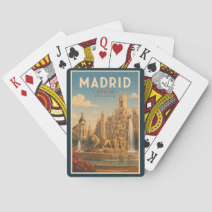 Madrid Spanien Cibeles-Brunnen Illustration Reise Spielkarten