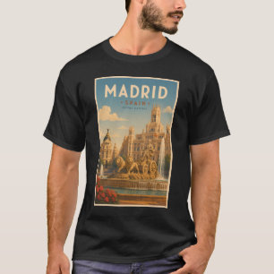 Madrid Spanien Cibeles-Brunnen Illustration Reise T-Shirt
