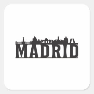 Madrid Spanien City Skyline Stadtrundgang Geschenk Quadratischer Aufkleber