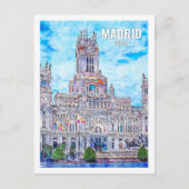 Madrid Spanien Fantastischer Ausflugsort Watercolo Postkarte (Vorderseite)
