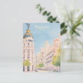 Madrid Spanien Gouache Paint Illustration Travel Postkarte (Stehend Vorderseite)
