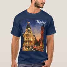 Madrid Spanien Gran Via Nacht Aquarell Stadtansich