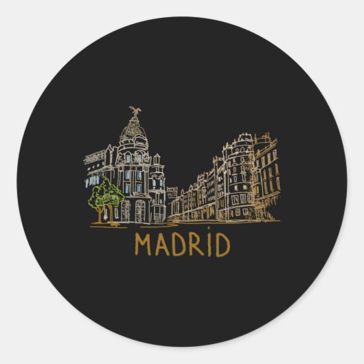 Madrid Spanien Handzeichen Runder Aufkleber (Vorderseite)