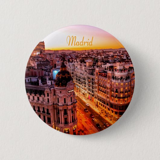 Madrid Spanien Hauptstadt Skyline Button (Vorderseite)
