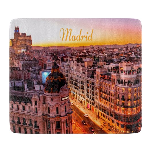 Madrid Spanien Hauptstadt Skyline Schneidebrett (Vorderseite)