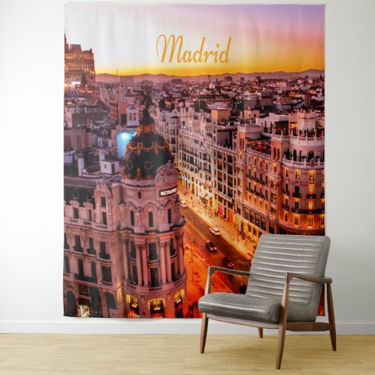Madrid Spanien Hauptstadt Skyline Wandteppich (Beispiel)