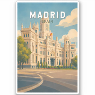 Madrid Spanien Illustration Reise Kunst Vintage Aufkleber