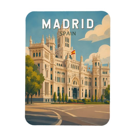 Madrid Spanien Illustration Reise Kunst Vintage Magnet (Vertikal)