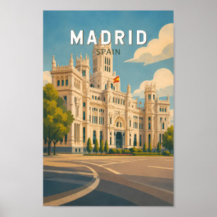 Madrid Spanien Illustration Reise Kunst Vintage Poster