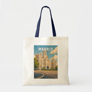 Madrid Spanien Illustration Reise Kunst Vintage Tragetasche
