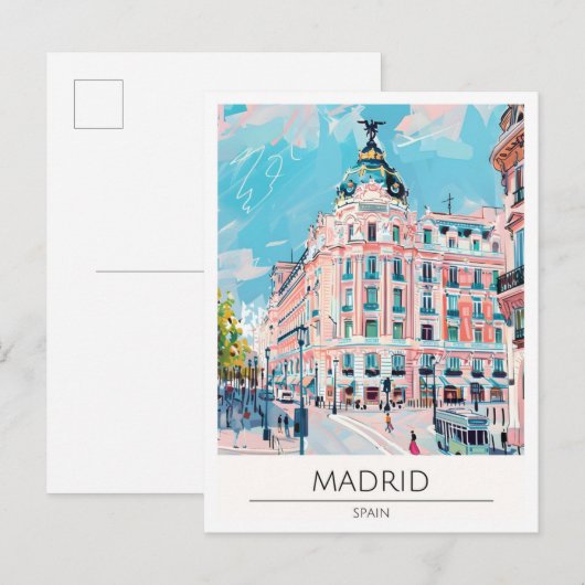 Madrid Spanien Kunst Illustration Reise Postkarte (Vorne/Hinten)
