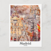 Madrid Spanien Kunst Reisen Wasserfarben Hand zeic Postkarte (Vorderseite)