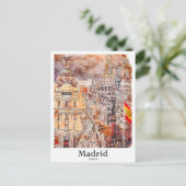 Madrid Spanien Kunst Reisen Wasserfarben Hand zeic Postkarte (Stehend Vorderseite)