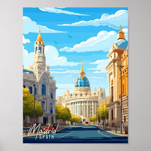 Madrid Spanien Kunst Vintage Reise Illustration Poster (Vorne)