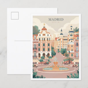 Madrid Spanien Kunst Vintage Reise Illustration Postkarte