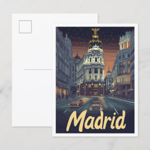 Madrid Spanien Kunst Vintage Reise Illustration Postkarte