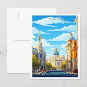 Madrid Spanien Kunst Vintage-Reiseillustration Postkarte