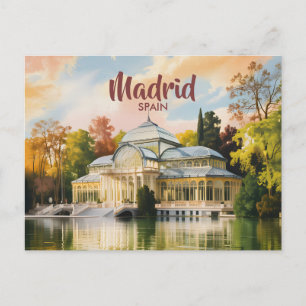Madrid Spanien Palacio de Cristal Aquarell Reise Postkarte