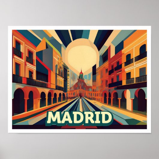 Madrid Spanien Reisen künstlerisch farbenfroh Poster (Vorne)